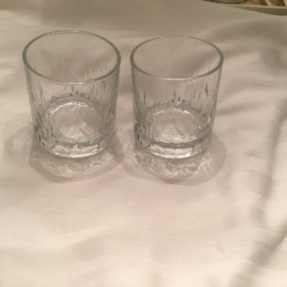 Authentic set of 2 Grey Goose lowball vodka rock glasses